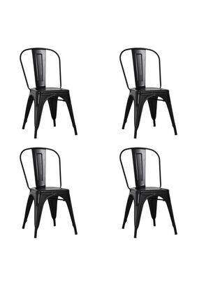Set de 4 Sillas de Metal Diseño Tolix Empoli Negra,hi-res