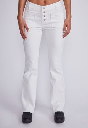 Jeans Mujer Blanco Flare Con Botones Sioux,hi-res