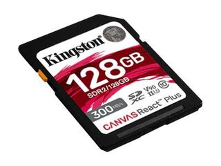 Kingston Micro SD 128GB Canvas React Plus SDXC UHS-II 300R/260W U3 V90 for Full HD/4K/8K,hi-res