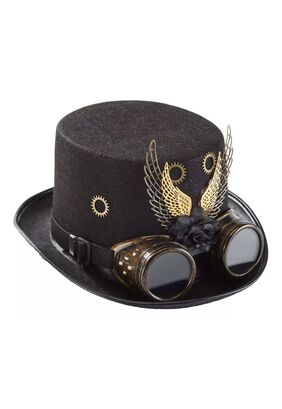 Sombrero Steampunk Con Alas De Gafas Negro De Disfraces,hi-res