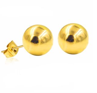 Pendientes esferas hipoalergénicos de 7mm chapados en oro 14kl,hi-res