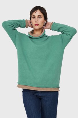 Sweater Holgado Efecto Doble Prenda Verde Menta Nicopoly,hi-res
