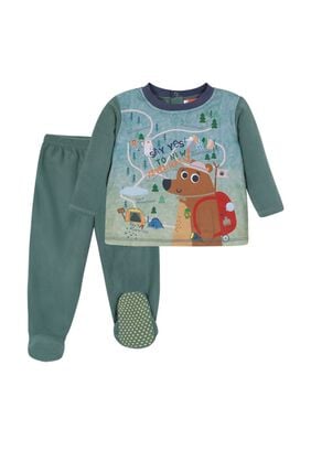 Pijama Bebé Niño Conjunto Polar Sustentable Verde H2O Wear,hi-res