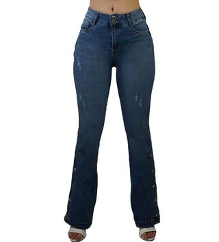 Jeans flare bottom t.a. broches destroyed,hi-res