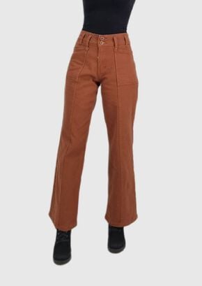 Jeans color wide leg marron,hi-res