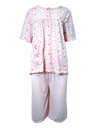 Pijama Mujer Polera Manga Corta y Short Diseño Floreado,hi-res