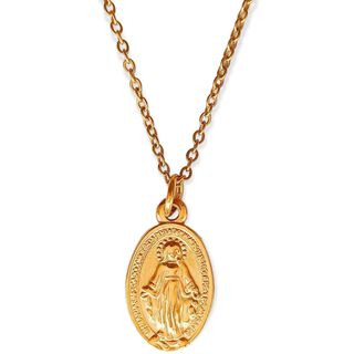 Cadena Colgante Virgen Maria Amor Religión Acero enchapado en oro 18kl Moneda Love,hi-res