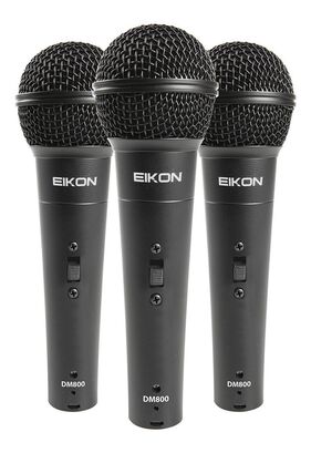 Set 3 Microfonos Vocal Dinamicos con Clip EIKON DM 800 KIT,hi-res