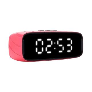 Parlante Bluetooth Inalámbrico Con Reloj/alarma Tipo Espejo - rojo,hi-res