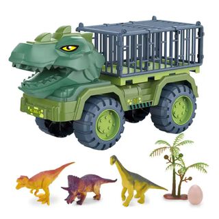 Camión Transportador con Jaula de Dinosaurios,hi-res
