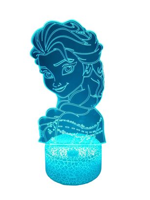 Lámpara ilusión 3D Elsa Frozen 7 Colores Led,hi-res