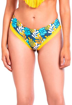 Bikini calzón tanga tiro alto estampado amarillo,hi-res