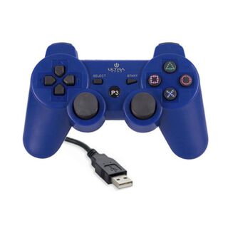Joystick Inalambrico Para PS3 Con Cable USB De Carga Azul Ultra