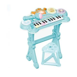 Juguete Teclado Piano Musical Con Microfono Celeste Infantil,hi-res