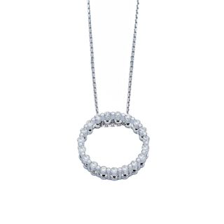 Collar de Oro Blanco 18kt con Diamante  Modelo Argolla 18 Puntos,hi-res