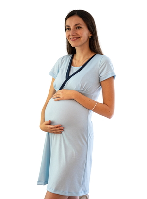 Camisa de Dormir Maternal y Lactancia Celeste,hi-res