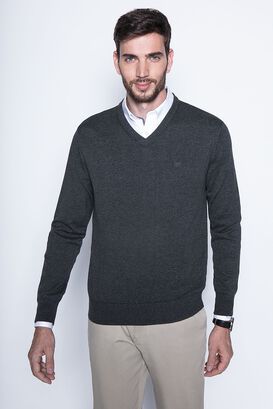 Melange Sweater Smart Casual L/S Graphite,hi-res