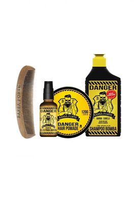 Pack Shampoo Pomada Aceite Peine Danger Barba,hi-res