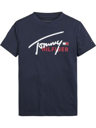 Polera Signature Con Logo Azul Tommy Hilfiger,hi-res