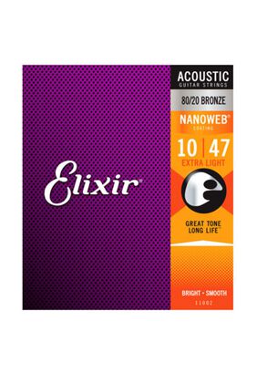Set de Cuerdas Elixir Guitarra Acústica 80/20 Bronce Extra Light 10-47 11002,hi-res