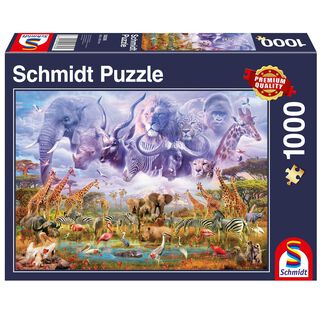 Puzzle 1.000 piezas Animales en el abrevadero,hi-res