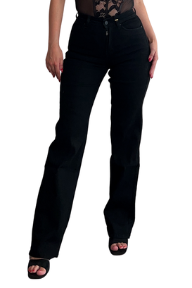 Jeans negro recto tiro alto calidad premium,hi-res