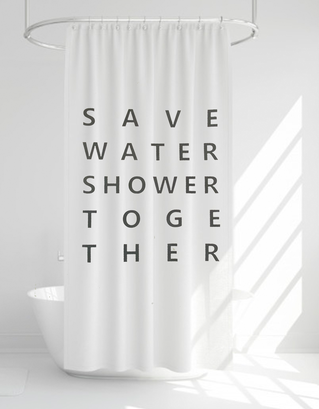 Cortina de baño save water gris,hi-res
