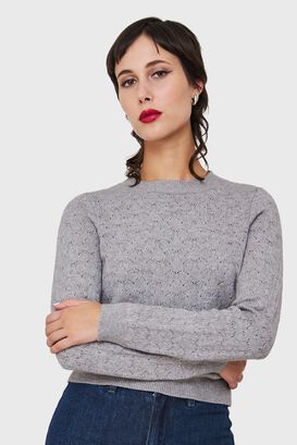 Sweater De Punto Fantasía Gris Nicopoly,hi-res