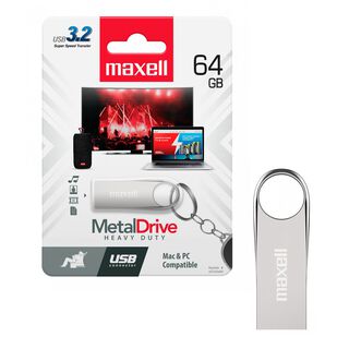 Pendrive USB 3.2 64GB Maxell Metal Compatible MAC Windows,hi-res