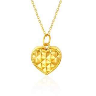 Cadena Eslabones Oro Amarillo 18k Colgante Corazón Diamantado 24k,hi-res