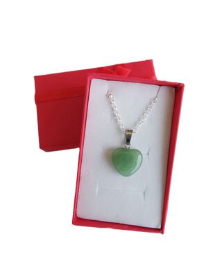 Collar de Aventurina en corazón piedra verde y cadena de plata 925,hi-res