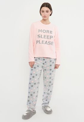 Pijama Mujer Polar Básico Coral Estrellas Corona,hi-res