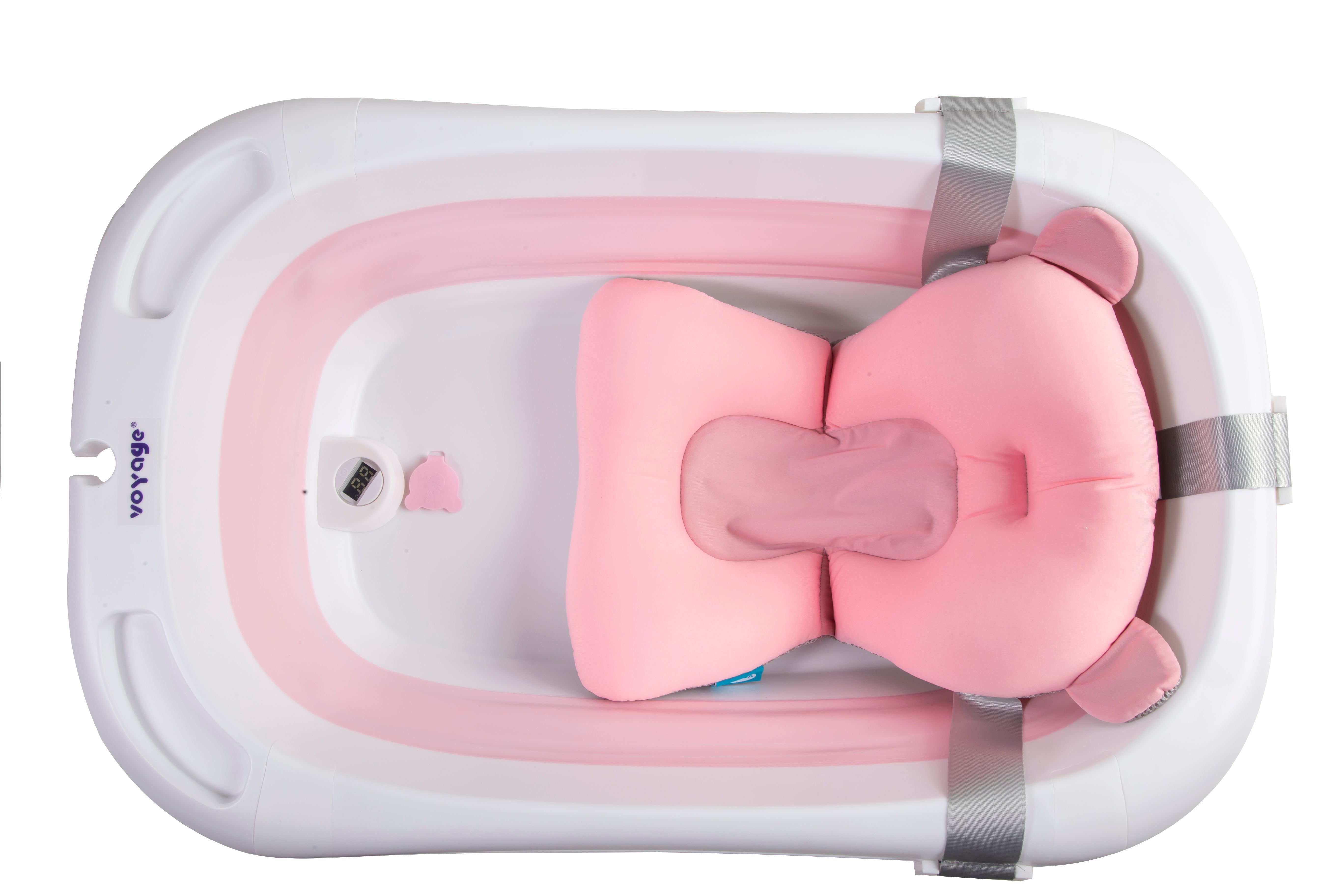 Bañera Plegable Para Bebe Con Cojin Antideslizante y termometro pink