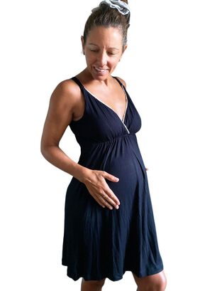 Camisa de dormir Maternal Lactancia Fernanda Negro,hi-res