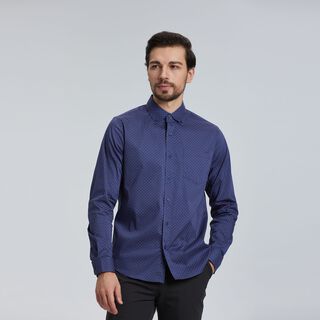 Camisa Full Print Azul Hombre,hi-res