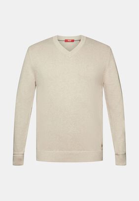 Sweater Cuello En V Con Puños Acanalados Hombre Esprit Arena,hi-res