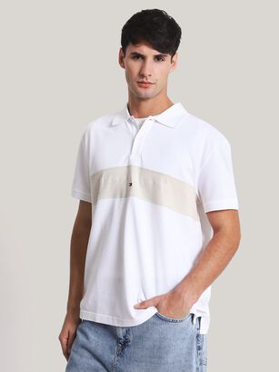 POLO REGULAR FIT LINEAR LOGO BLANCO TOMMY JEANS,hi-res