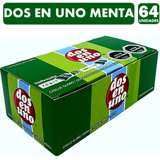 Chicle Dos En Uno Sabor Menta (Caja Con 64 Unidades),hi-res