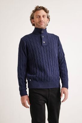 Sweater hombre Pier trenzado azul,hi-res