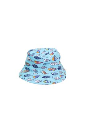 Sombrero Pescador Azul Diseño Peces 15*17cm,hi-res