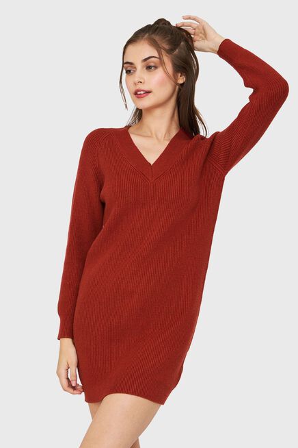Sweater V Rojo Ladrillo Nicopoly - y Faldas | Paris.cl