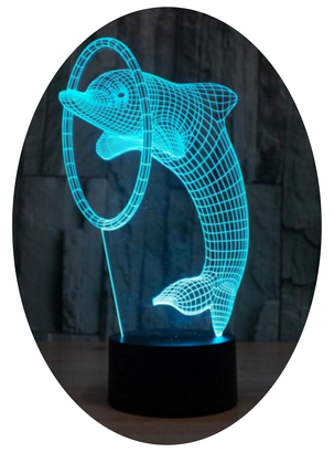 Lampara 3d Ilusion Delfin Base Negra,hi-res