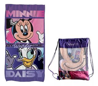 Toalla Minnie Y Daisy Algodon Con Bolso 140x70 Cm Disney 100,hi-res