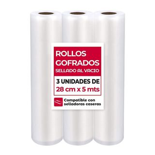 3 Rollos Vacio 28cm X 5mts compatible con Freshpack Oster y otras,hi-res