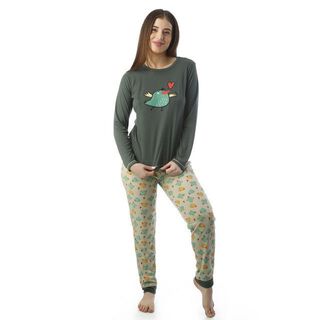 Pijama Mujer Gamuza Polycotton Pajarito,hi-res