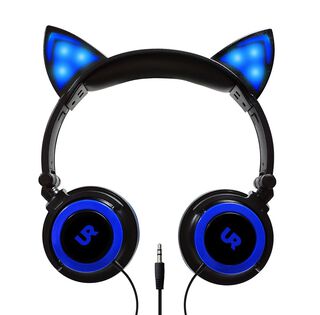 Audífonos Orejas de Gato Luz LED Azul Urbano,hi-res