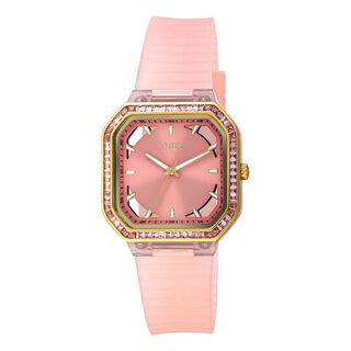 Reloj analógico de acero IPG rosa con zirconitas Gleam Fresh,hi-res