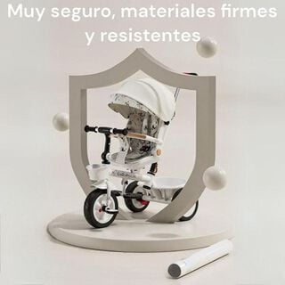 Triciclo LuBabycas 360° Multiposiciones con Mesita Blanco,hi-res