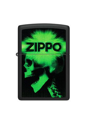 Encendedor Zippo Green Skull Cyber Design Negro ZP48485,hi-res