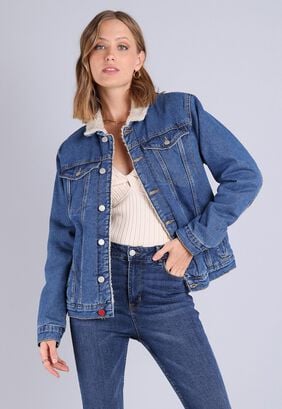 Chaqueta Jeans con Sherpa Mujer Soviet,hi-res